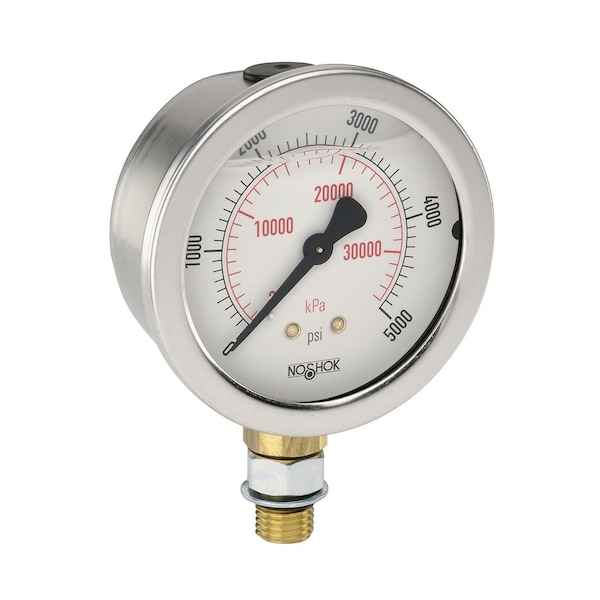 Pressure Gauge, 0 to 6000 psi psi, 2-1/2 in Dial, 1/4 in NPT or 7/16 in-20 Adjustable